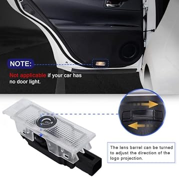 LED Car Door Light Accessories Logo Projector (Black & White) HD Welcome Lights Compatible with BMW 1/3/4/5/6/7/M/X/Z/GT Series
