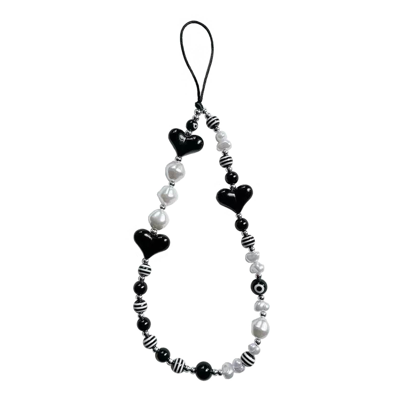 NEWFT Mobile Phones Chain for Women Girls Charm Strap Acrylic Pearls Beaded Lanyard