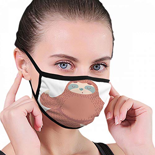 Makala Mask Brown Sloth,Cute Cartoon Sloth Sitting In Yoga Pose Polyester Anti Dust Mask-Washable And Reusable Mask For Cycling Camping Black