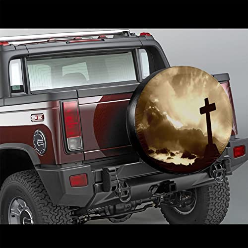 Image of Religious Christian Spare Tire Cover,Universal Wheel Tire Cover for Trailer, RV, SUV, Truck,Camper and Many Vehicle,Weatherproof Tire Protectors(16 inch for Diameter 29 inch-31 inch)