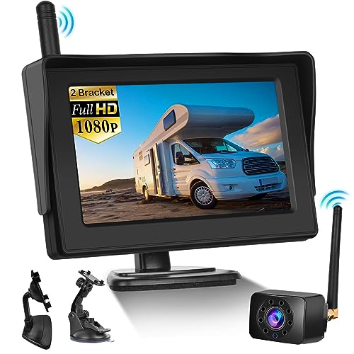 Hikity Reversing Camera Kit Wireless HD 1080P Car Rear View Camera, Stable Signal Rear Camera, Super Night Vision Backup Camera and 4.3″ Rear View Monitor for Vans,Trucks,Camping Cars,RVs