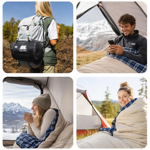 Bolsa de dormir de franela para adultos con forro de vellón removible miniatura 7
