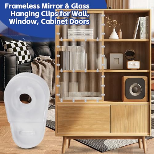 Image of 25pcs Glass Retainer Clips, Plastic Mirror Holder Clips, Clear Mirror Mounting Clips Hanging Hardware for Fixing Window Glass Cabinet Door