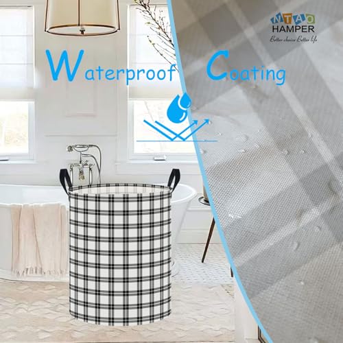 Image of NTAOHAMPER Plaid Laundry Hamper, Laundry Basket, Baby Nursery Hamper, Waterproof Storage Bin, Clothes Organizer Basket, Room Decor (Grey White Plaid)