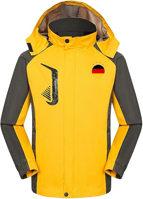 yellow hiking jacket