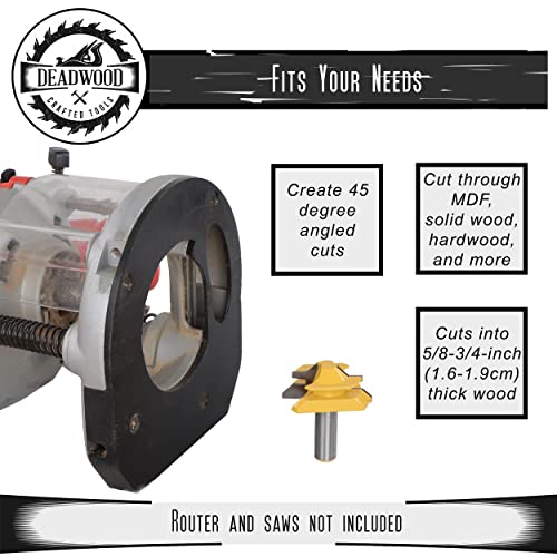 Deadwood Crafted Tools Fresa de esquadria de travamento de 45 graus - Fresa de roteador de madeira d