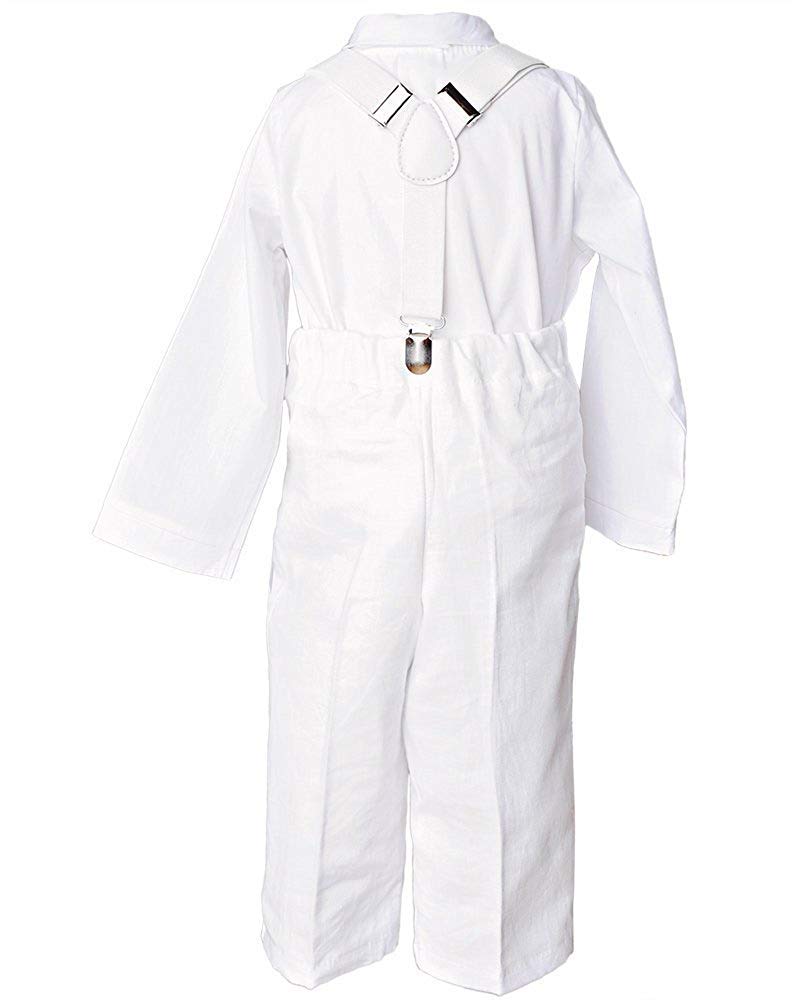 Un pequeño niño Landen Baby Suspender bautizo traje de bautizo - blanco - 9 meses