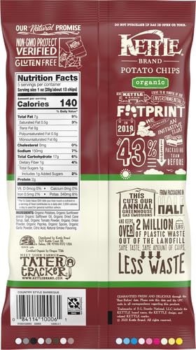 Image of Kettle Brand Potato Chips, Organic Country Style Barbeque Kettle Chips, 5 Oz