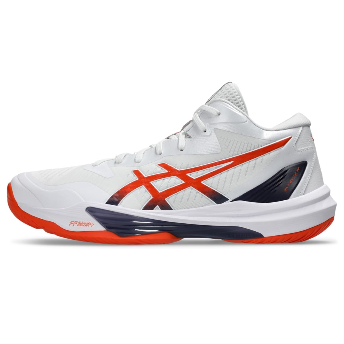ASICS Men's Sky Elite FlyteFoam Mid Top 3 Volleyball Shoes, 9.5, White/NOVA Orange