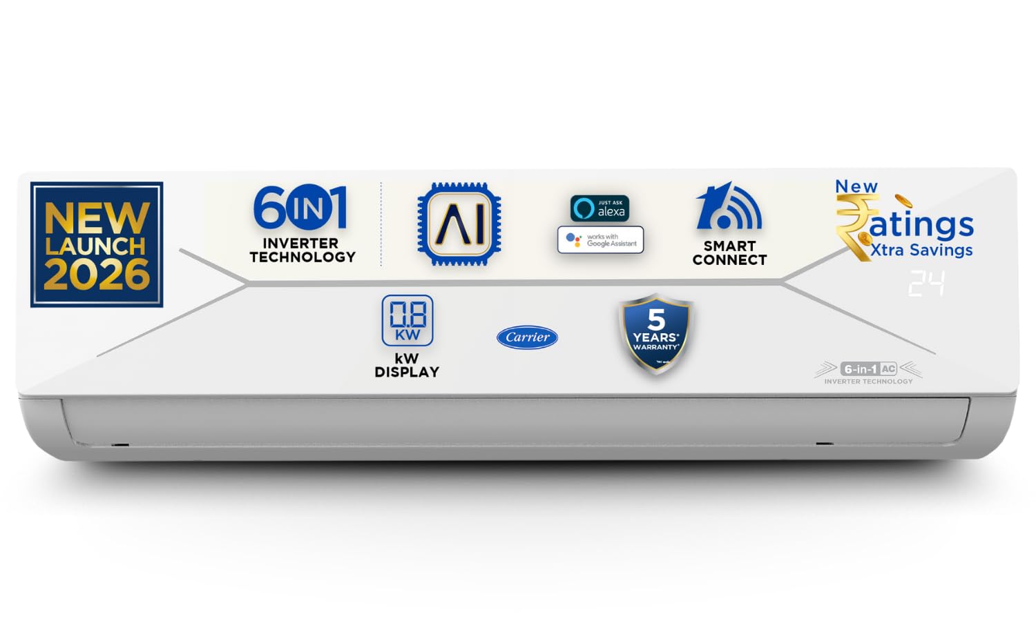 Carrier 2 T 5Star,New Star rated,Wi-Fi Smart Flexicool Inverter Split AC(Copper,Convertible6-in-1withWi-Fi with Geo-Fencing,Smart EnergyDisplay,New star Rating,ESTER EDGE Gxi WiFi-CAI24EE5R36W1,White)-picture-22