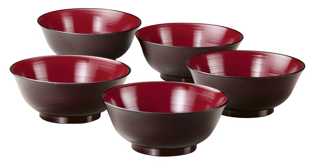 Amazon.co.jp: 北市漆器店 Kaze-ya style レンジ刷毛目ラーメン鉢揃 溜
