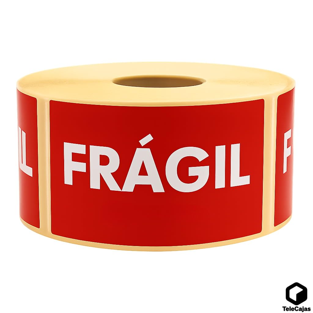 Rollos de Etiquetas Adhesivas para Envios, Cajas, etc: FRAGIL Y CONTIENE ALBARAN (FRÁGIL)