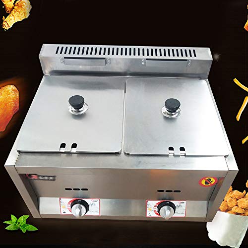 3.2 Gal Commercial Gas Deep Fryer With 2 Tank, Propane Deep Fryer/Countertop Propane Gas Fryer For Home Restaurants Chicken Wings Chips Frying (Us Stock) #TOP2