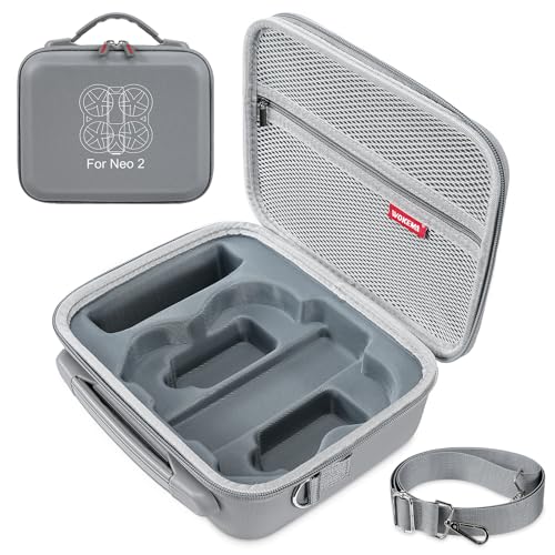 Sacoche pour DJI Neo 2, rangement valise rigide grise PU avec hub de charge et batteries