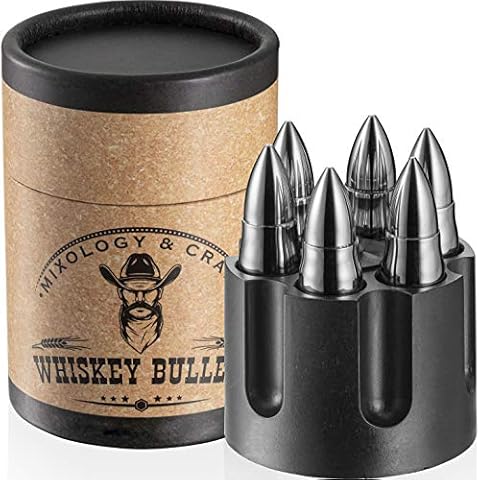 Whiskey Stone Gift Set - Stainless Steel Whiskey Stones with Revolver Freezer Base, Reusable Ice Cube for Whiskey Gift Set for Men, Dad, Husband, Boyfriend(Silver) Cover