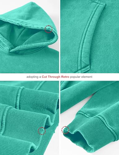 Image of FAIABLE Womens Oversized Acid Wash Hoodie Unisex Heavyweight Cotton Hoodies Fleece Vintage Washed Sweatshirt Women Men