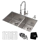 Kraus KHU103-33-1610-53SSCH Set with Standart PRO Farmhouse Sink and Bolden Commercial Pull Faucet...