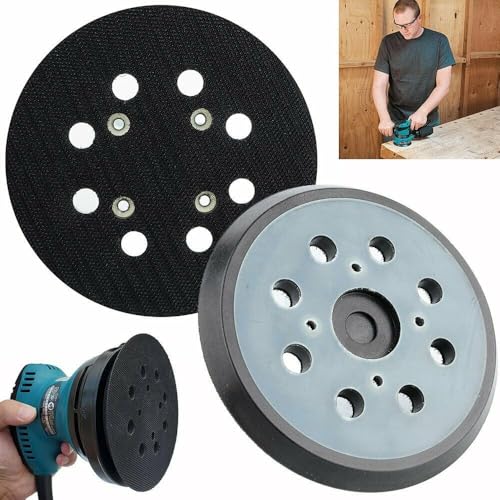 BildeeMait Almohadilla de lijado orbital de resina epoxi + respaldo de poliuretano, 8 agujeros, montaje de 4 tornillos, para cable Porter-Cable, 125 mm