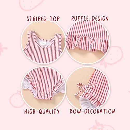 HAPPYMA Baby Swimsuit Toddler Girl Bathing Suit Summer Stripe Bikini Set Beach Two Piece Swim Wear4