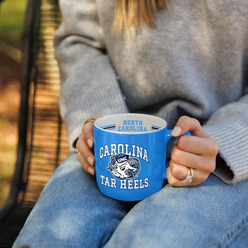 Image of Logo Brands NCAA North Carolina Tar Heels 15 oz Stripe Coffee Mug - Vintage Team Logo, Inside Print & Stripes, Microwave & Dishwasher Safe- Great Gift For Fans & Alumni