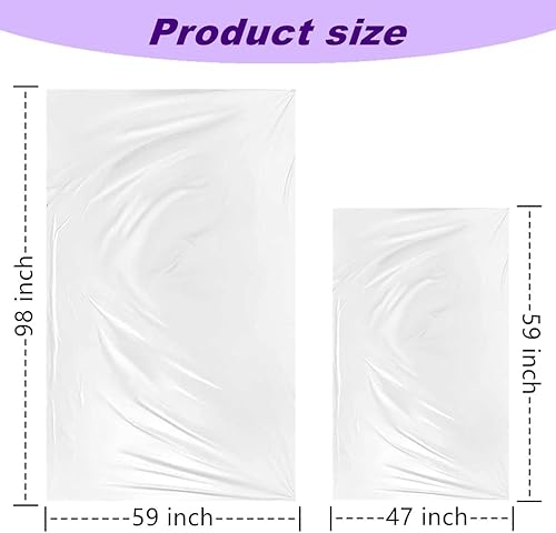 Miniatura 2 de 4 bolsas de plástico grueso para globos, bolsas de almacenamiento gigantes transparentes que incluyen 2 unidades de 98 x 59 pulgadas, 2 bolsas de