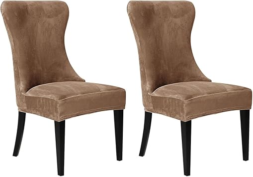 SZJIAHTM 2 Pcs Wingback Velvet Stretch Chair Covers Stretch Side Chair Slipcover High Wingback Chair Accent Slipcovers for Dining Living Room Bedroom