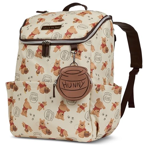 Disney Diaper Bag Backpack with Changing Pad Winnie the Pooh 16 Nylon Baby Bag for Parents Insulated Bottle Holders Multiple Storage Pockets