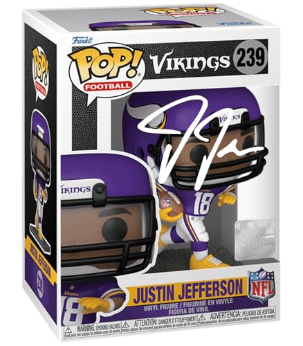 Justin Jefferson #239 Facsimile Signed Reprint Laser Autographed Funko POP! Football NFL: Minnesota Vikings Figurine with Protector Case