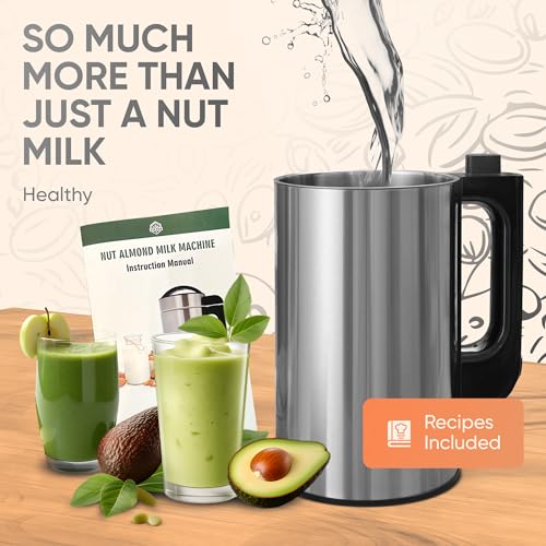 Automatic Nut Milk Maker 50Oz - No Spills, No Fuss, No Straining. Stainless Steel powerful Almond milk maker machine, Oat Milk Maker, Soymilk Machine Maker. Multifunctional
