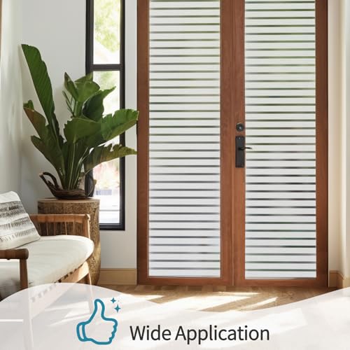 Niviy 43221-4088 Frosted Window Film Privacy Sticker Non Adhesive Vinyl Removable Static Cling Uv Protection Striped Pattern For Home Office 17.7 X 78.7 Inches thumb #6