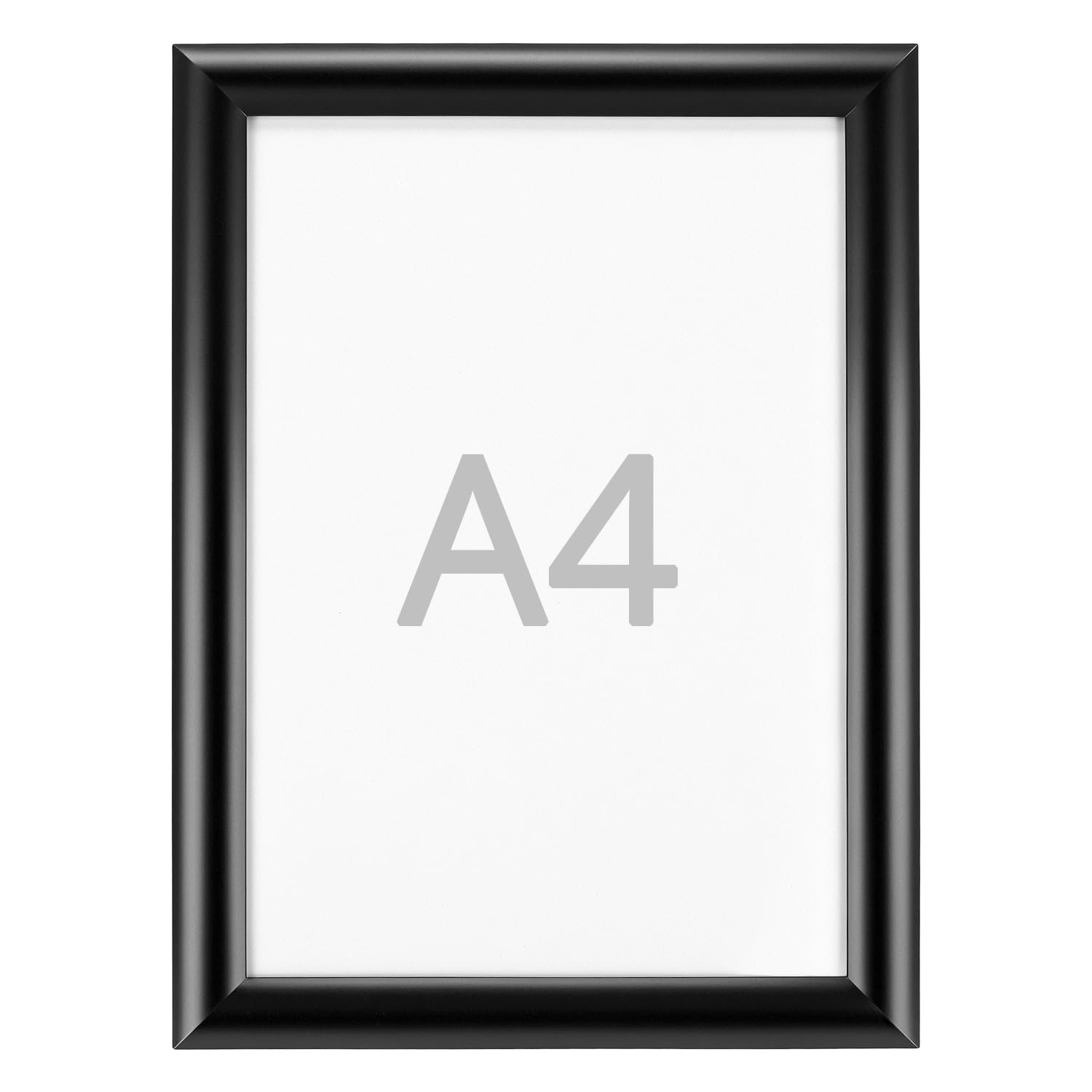 QWORK® Paquete de 5 Marco a Presión - A4 - Perfil de Aluminio de 25 mm - para Póster, Certificados, Dibujos - Negro