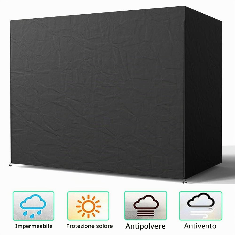 Copri dondolo impermeabile per dondolo da giardino a 3 posti, in poliestere nero, completamente resistente alle intemperie, 170 x 125 x 220 cm