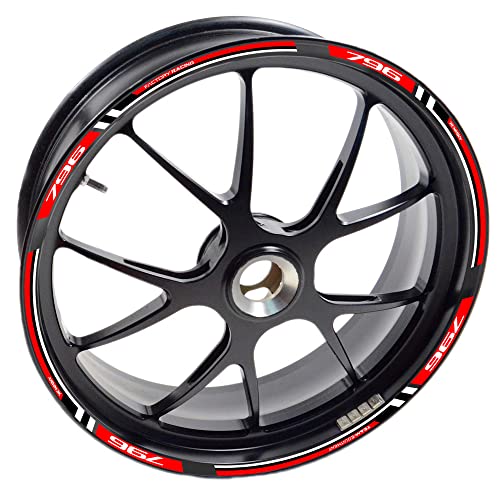 Pegatina para Llantas 796 Moto Monster Hypermotard 2 llanta ambas Caras Rueda Cintas Adhesivo Vinilo (Rojo Blanco) Cover