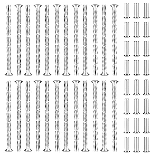 JPGhaha 24 Pièces Vis de Fixation de Poignée de Porte M4 x 60mm en Métal Nickelé Vis de Raccordement avec Manchon en Argent Vis Universelles avec Manchon Vis Relieuse d'Assemblage pour Porte Poignée Cover