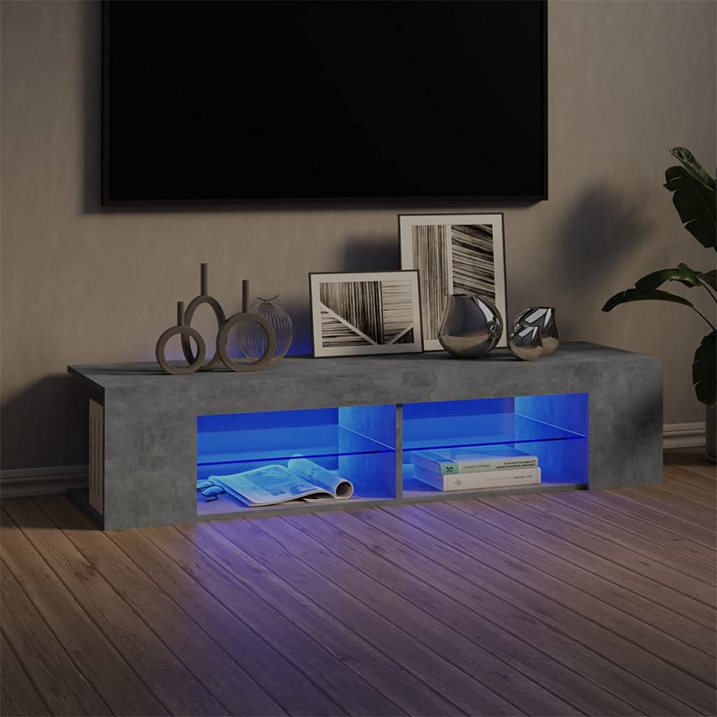 Muebles de Salon TV,Mesa TV Salon,Mueble de TV con Luces LED Gris hormigón 135x39x30 cmAdecuado para salón, Dormitorio