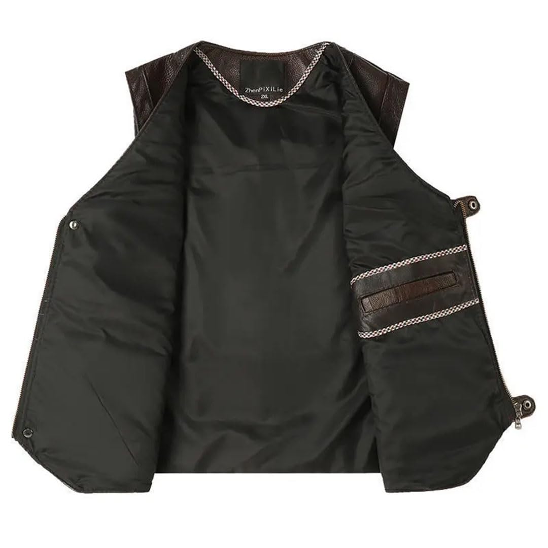Gilet da uomo in pelle da uomo con cerniera gilet Steampunk senza maniche giacche da moto con tasche multiple