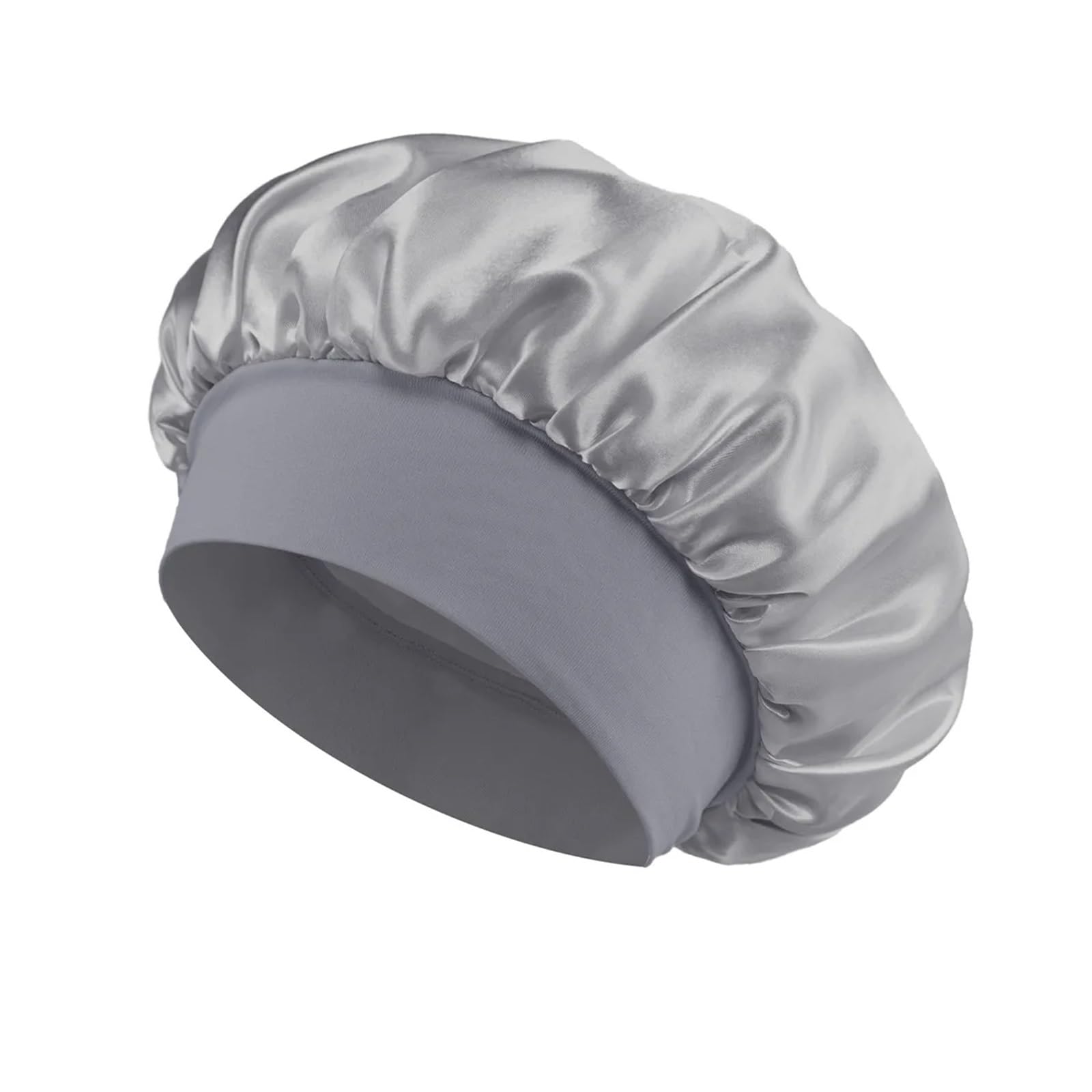 Cofano In Seta Cofano for capelli in raso da donna for dormire Cura dei capelli Cofani in seta Cappello for dormire a tesa larga solido con fascia elastica morbida Per La Cura Dei Capelli(Grey)