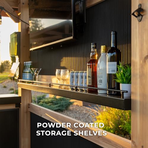 Backyard Discovery Palisade 9' x 6' Cedar Wood Outdoor Bar Set with Galvanized Steel Roof, Bar Top, Shelving, Snow Load Support, Wind Resistance, PowerPort for Patio, Deck, Entertaining - image 8
