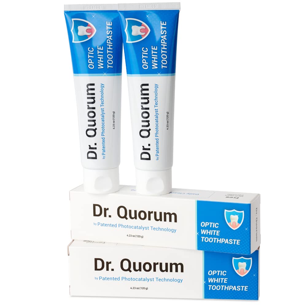 Dr. QuorumOptic White Toothpaste (120 g) 2 Packs, Teeth Whitening Toothpaste, Patented Phtocatalyst contained, Tooth Whitening for Sensitive Teeth, No Fluoride