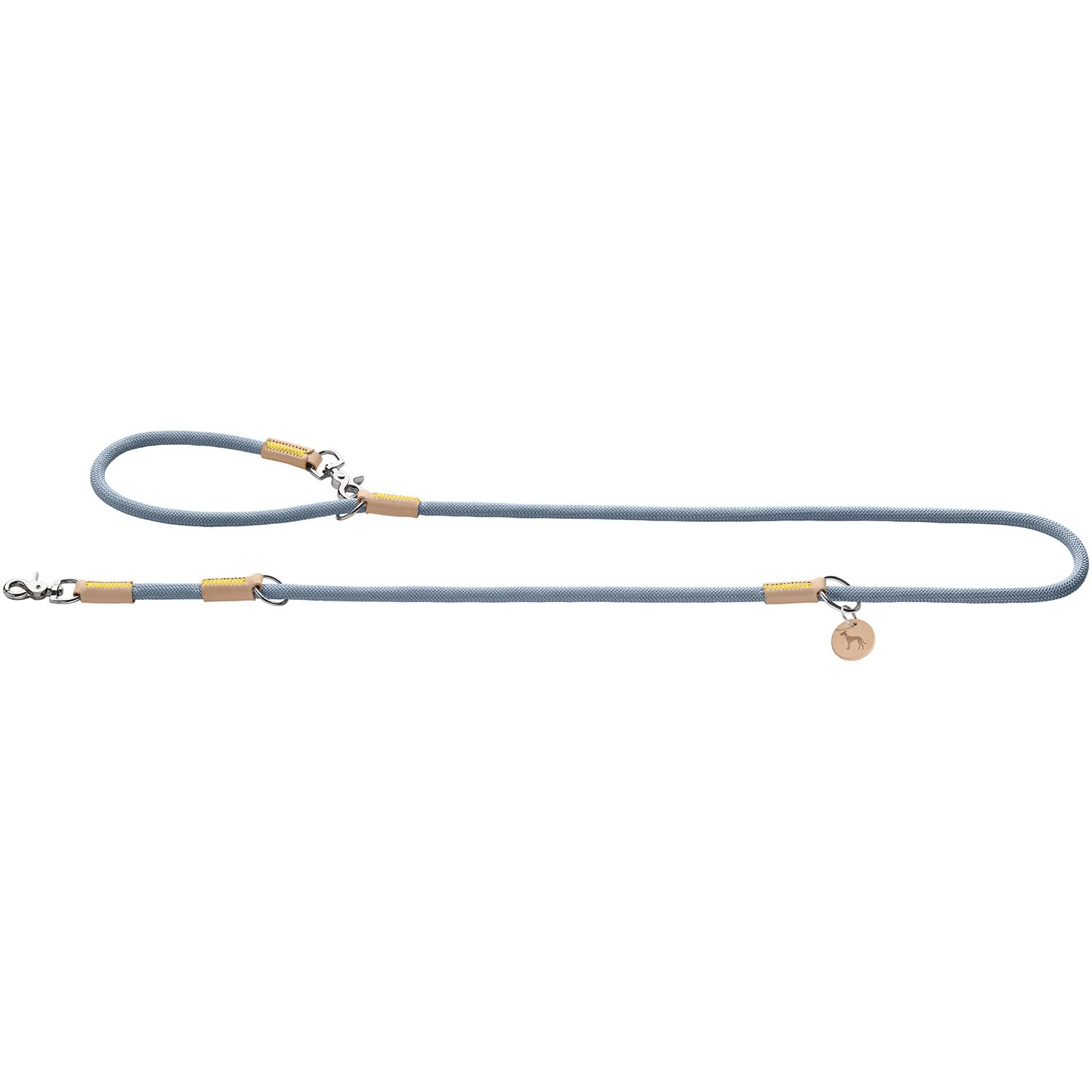 HUNTER Correa Ajustable para Perros Malia, Color: Azul Paloma/Natural, Cuerda Flexible y Piel Resistente, Ajustable en 3 Posiciones, Ligera, Resistente, Aspecto Moderno, Fabricado en Alemania, tamaño
