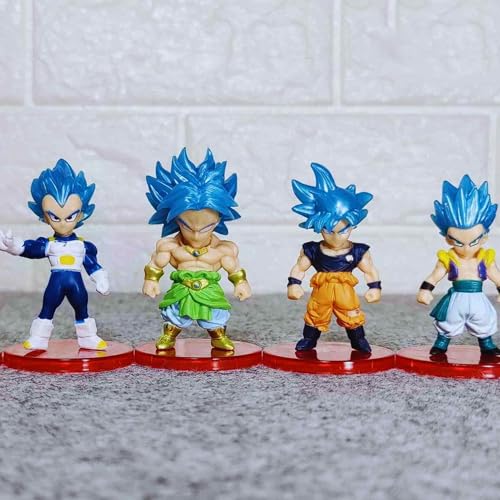 Image of Mallexo DBZ Action Figures Set 4PCs Dragn Bal Z Toys for Kids Animee Toy Set of Size 7-8 CM for Car Dashboard, Decoration, Cake, Office Desk & Study Table Multicolor (4PCsS1)