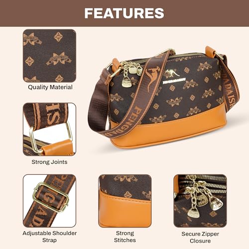 Image of Storite PU Leather Sling Bag, Crossbody Bag with Multi-Compartment for Women and Girls With Adjustable Shoulder Strap -(25x16x9 cm)