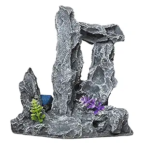 Mistletoe Product Natural Looking Rock Stand Stone Aquarium Decoration Ornaments/Toy for Fish Tank (16cmx 16 cmx 8 cm)