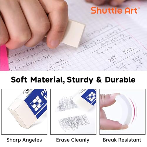 Image of Erasers, Shuttle Art 144 Pack Premium Eraser Bulk, White Erasers Classroom Set for Kids Teachers as School and Office Supplies