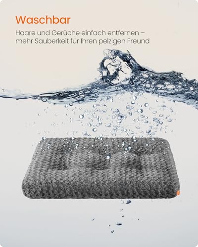 Feandrea Hundebett, Hundekissen XL, für große Hunde, Flauschige Hundematte, Plüsch, 110 x 73 cm, weiche Polsterung, waschbar, rutschfest, schiefergrau PGW293GN01