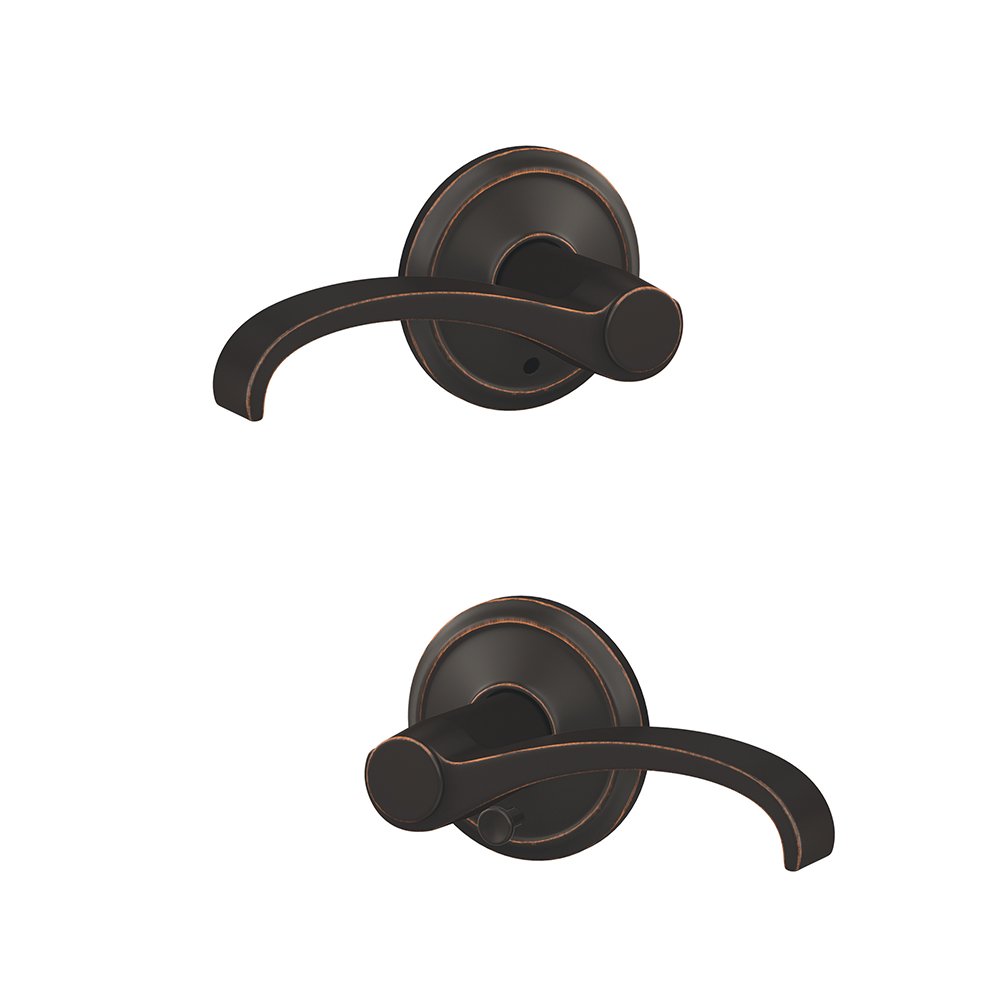 Schlage Custom FC21 WIT 716 ALD Whitney Lever with Alden Trim Hall-Closet and Bed-Bath Lock, Aged Bronze