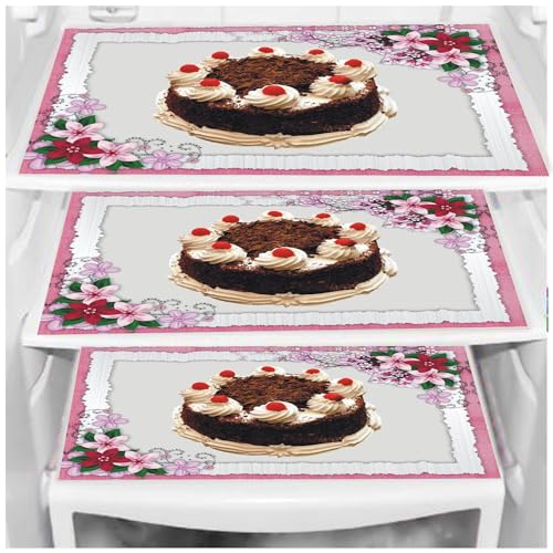 Image of DakshyaIndustries Pack of 3 PVC Printed Fridge Mat /Refrigerator Mat (Brown)