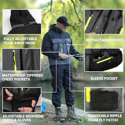 8 Fans Fishing Wading Jackets Breathable Waterproof Fishing Rain Jackets for Men&Women2