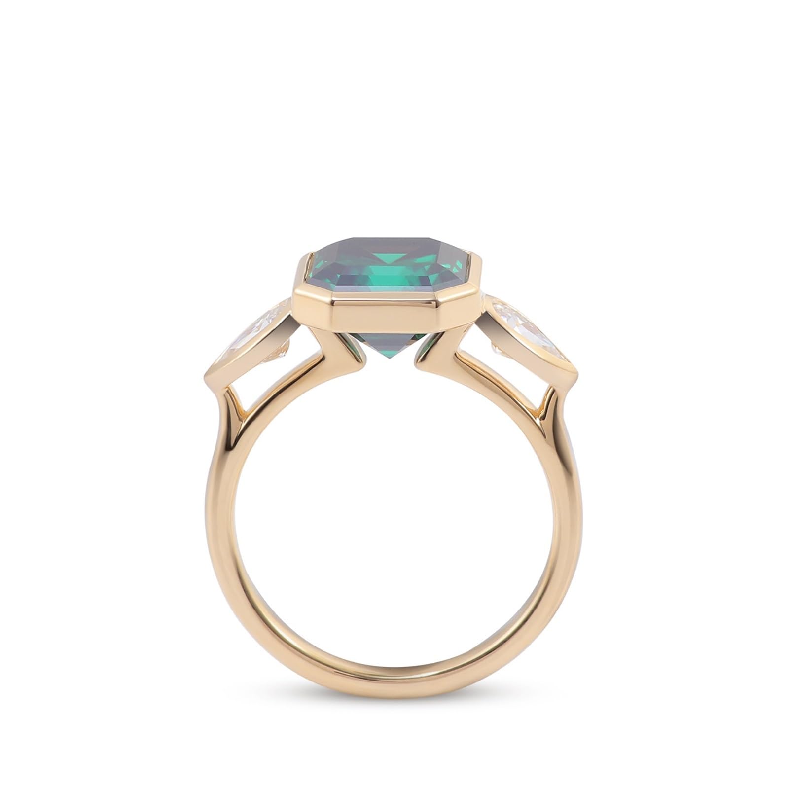 Epinki Fantazyjny pierścionek 9-karatowy/14 karatów/18 karatów złoty pierścionek dla kobiet 1/2/3ct Moissanite Zielony Geometryczny Kamień Pierścień