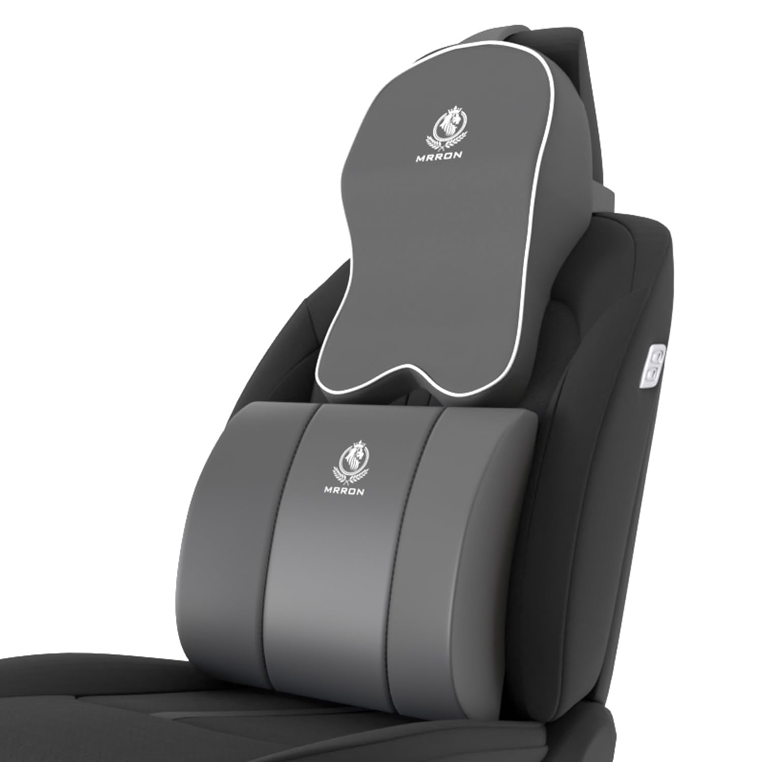 MRRON SUPREME LUMBER Series Memory Foam Neck Rest & Extra Lumbar Support for Car or Office Chair- Memory Foam Back Cushion Support Relive Pain During along Sitting Hours with Neckrest (GREY) (B09HKSRF6L) Amazon Price History, Amazon Price Tracker
